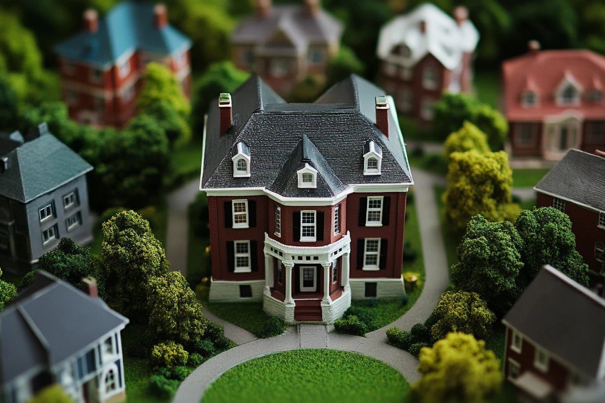 Detailed miniature model of a classic red brick house.