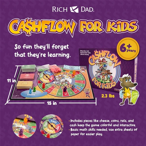 Cashflow for Kids board game with educational accessories.