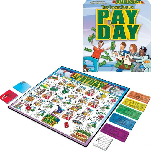 Classic Pay Day board game with colorful money and box