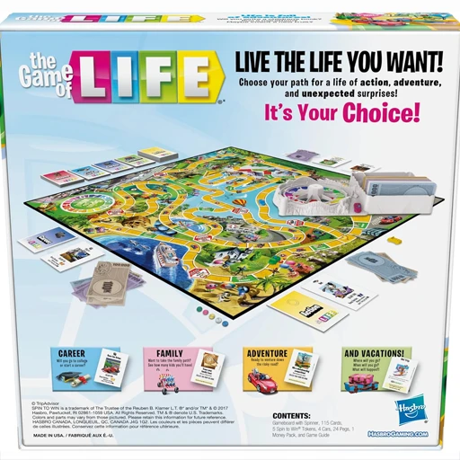 Game of Life board game layout with various paths