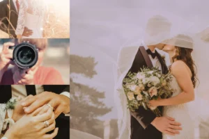 Collage of wedding moments and photography