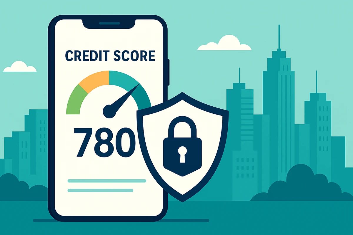 Illustration of a high credit score on mobile display