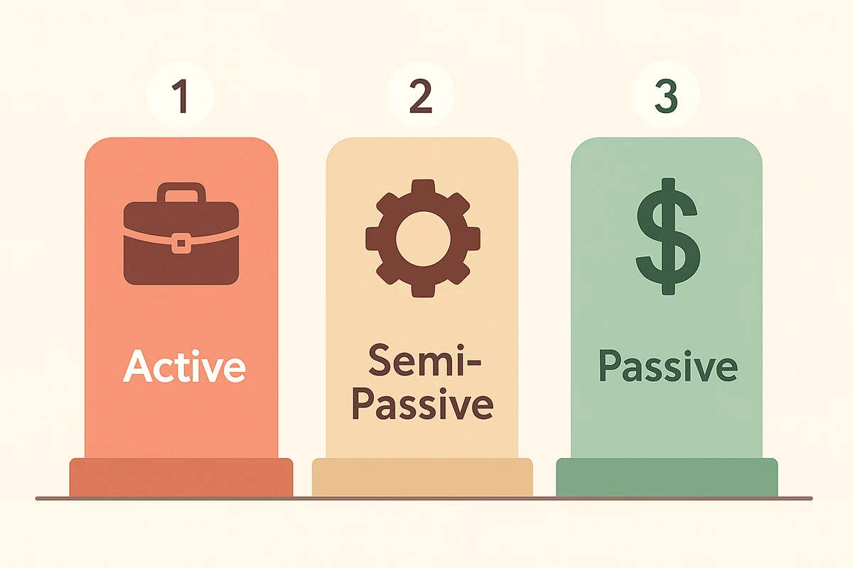 Podiums labeled Active, Semi-Passive, Passive with symbols