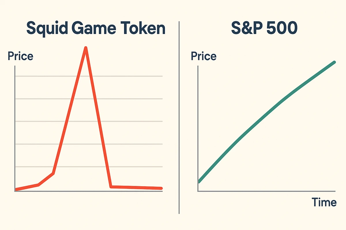 Comparison chart of Squid Game Token and S&P 500 prices