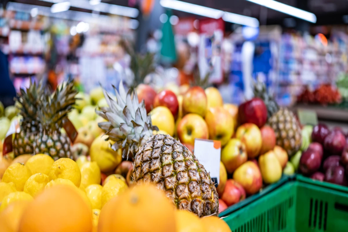 Fresh fruits displayed at a supermarket