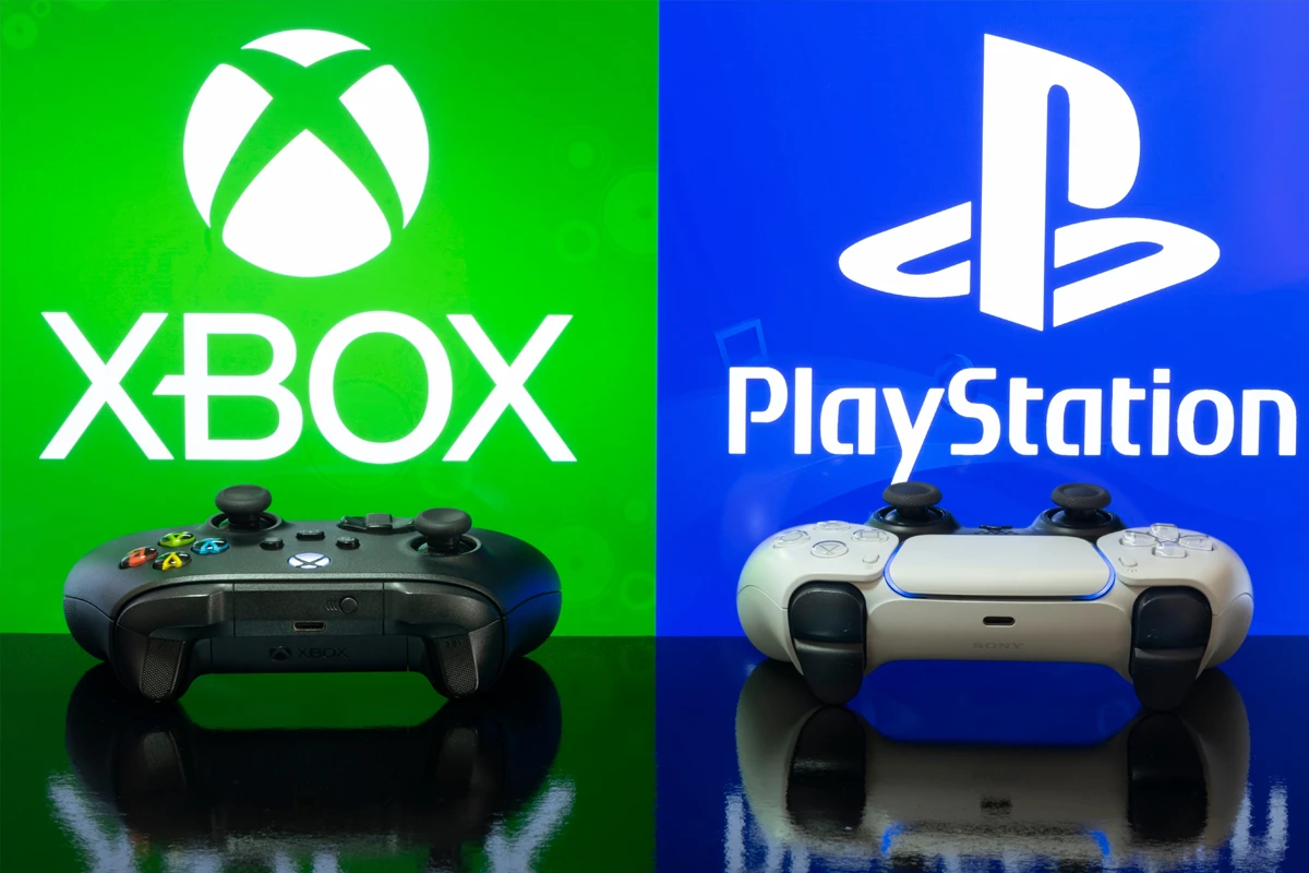 a black and white video game controllers